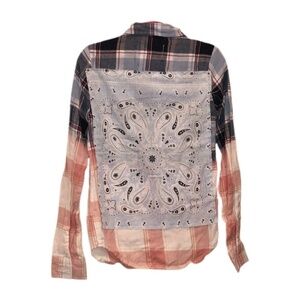 Kid’s Navy, Baby Blue, & Pink Plaid W/ Bandana Back Patch